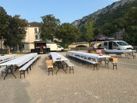 Paulie reserved a place as Stephen waited for Larroque pals Rosie and Robin to join them