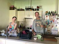 And then the trio had a lovely dinner of prawns, champagne, and risotto.