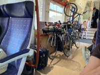 As they headed to the village, the duo had to argue with the train conductor that although a carton was sitting in the velo section, it was indeed a bike. A philosophical discussion ensued with his colleague... "when is a bike not a bike"?  The "lost" bags were couriered to the guys a week later.