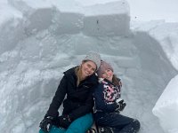 30th - after school on Mt Hotham Paulie's great-niece Ella works with mum Kirsten on building an igloo.