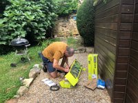 Stephen ordered a (fake) video security camera that he installed above the front door. His favoured garden tools also arrived. Paulie spoke to the main youth member about their smoking below windows, their mess, and noise and the issue resolved. Mostly.