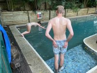 On return they braved the cold water