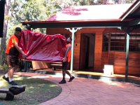 From the shade, Paulie and Stephen monitored the job