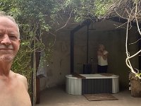 Stephen was ready and willing for a bath in the chilly mountain forest.