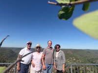 The lovely La Cachette visitors, Lance & Melinda, were given a quick tour of the village including the view of the village from Roc d'Anglars