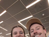 10th - Back in Adelaide Olivia and Cam waited for their flight to the half marathon in Hobart, Tasmania
