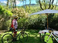21st - Stephen's turn for a pedal. He pointed to the goal - the comms tower 273 metres atop Roc d'Anglar. Only 12km, but half of that was uphill.