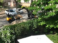 The work on paving part of the village (but not Paulie & Stephen's area!) continued at a good pace right at the front fence.