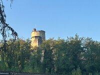 Arrival at the camp grounds. The castle looks down at the camp site.