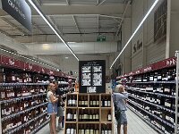 A pit stop at the E.Leclerc supermarche at Pons. So much choice for wine to take to our Bordeaux hosts after a night camping.