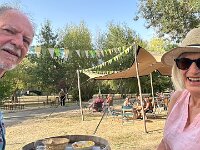 An evening drink in the camp grounds (open to the town) guingette by the river
