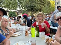 And that night joined villagers and tourists at the local Rugby club's fund raising fete.