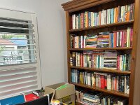 Two newly purchased bookshelves allowed boxes of books to start to be unpacked in the study and lounge. But numerous boxes remained unsorted.