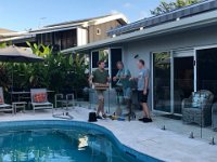 A dutiful son, Stef, came to install a handrail into the pool