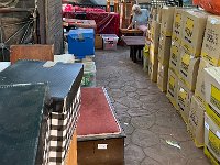 Paulie was lost amongst the boxes