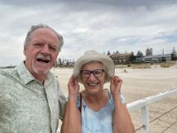 31st - the unpacking was getting exhausting, so an escape to lunch at Grange Beach was in order. Windy!