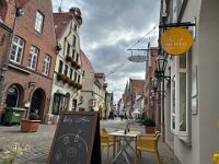 A cycle into town for coffee and they discovered a lovely town centre