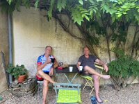 18th - On Jon's last day in France, the lads enjoyed a morning coffee.