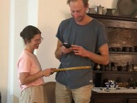 9th - returning from camping, The guys dropped in. Olivia measured Cam for his kilt which will be worn in May at his pal's wedding in Glasgow